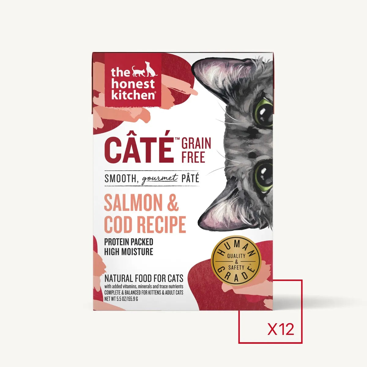 The Honest Kitchen Cate' - Grain Free Salmon and Cod Pate, Wet Cat Food, 5.5-oz Case of 12