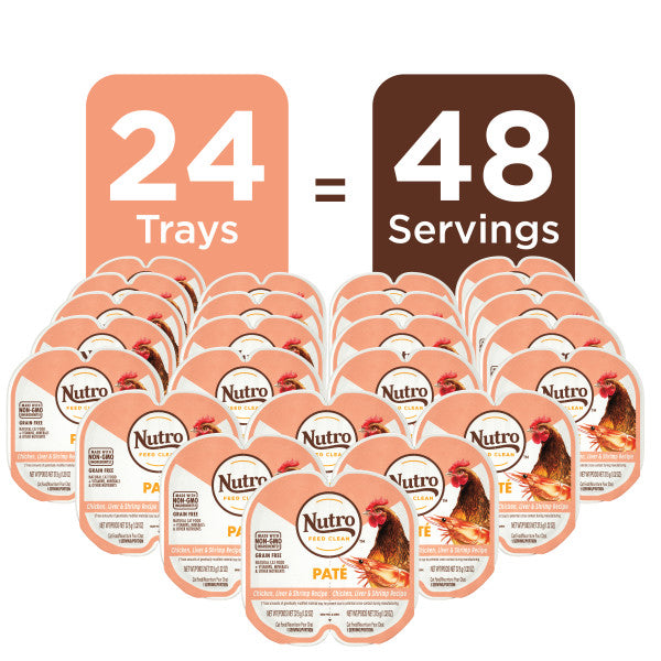 Nutro Grain Free Natural Wet Cat Food Paté Chicken, Liver, & Shrimp Recipe, 2.64-oz Case of 24