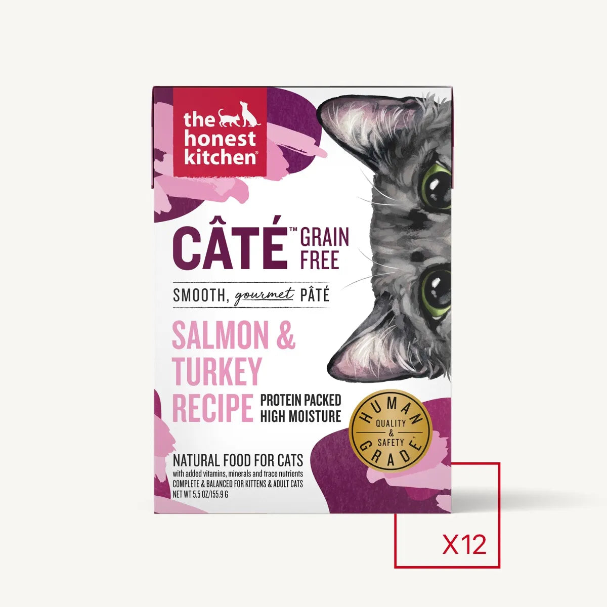 The Honest Kitchen Cate' - Grain Free Salmon and Turkey Pate, Wet Cat Food, 5.5-oz Case of 12