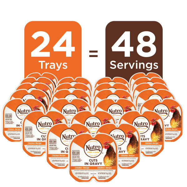 Nutro Grain Free Natural Wet Cat Food Cuts in Gravy Chicken Recipe, 2.64-oz Case of 24