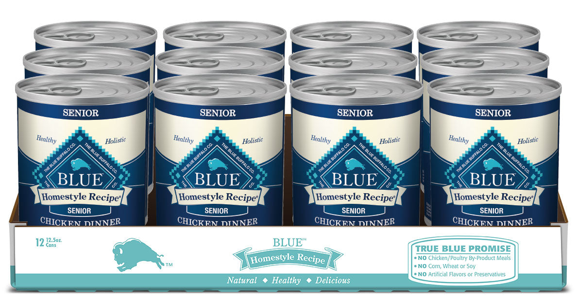 Blue Buffalo Homestyle Recipe Natural Senior Wet Dog Food, Chicken 12.5-oz, Case of 12