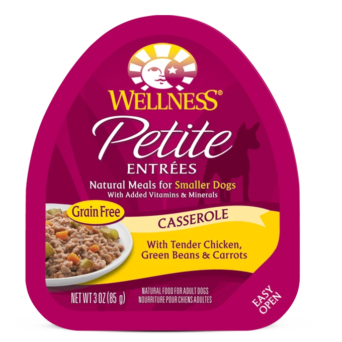 Wellness® Petite Entrées Casserole with Tender Chicken, Green Beans, & Carrots, Wet Dog Food, 3-oz Case of 12