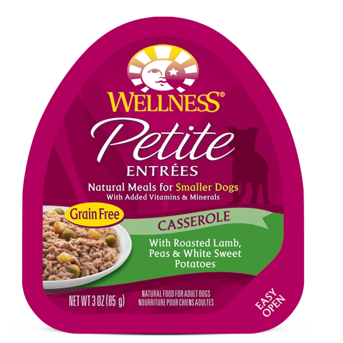 Wellness® Petite Entrées Casserole with Roasted Lamb, Peas & White Sweet Potatoes, Wet Dog Food, 3-oz Case of 12