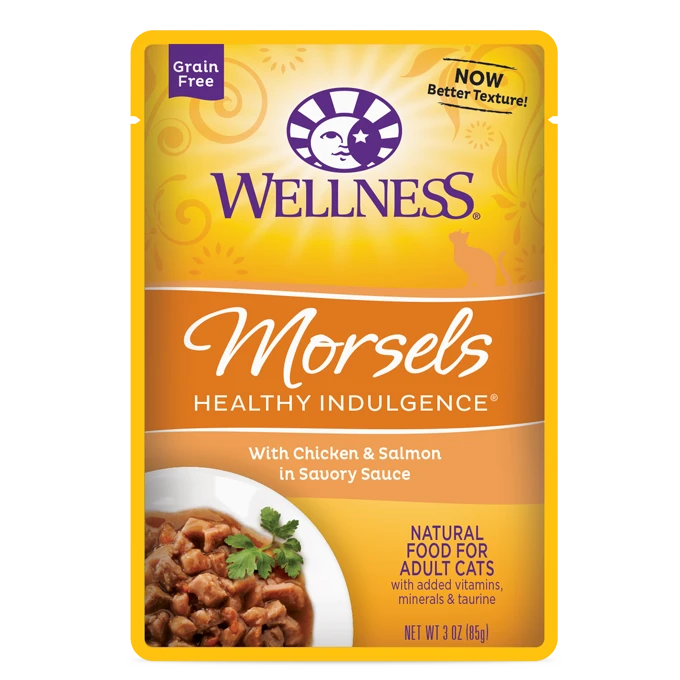 Wellness Healthy Indulgence Morsels With Chicken & Salmon in Savory Sauce, 3-oz Wet Cat Food