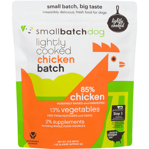 Smallbatch Lightly Cooked Frozen Dog Food, Chickenbatch Sliders