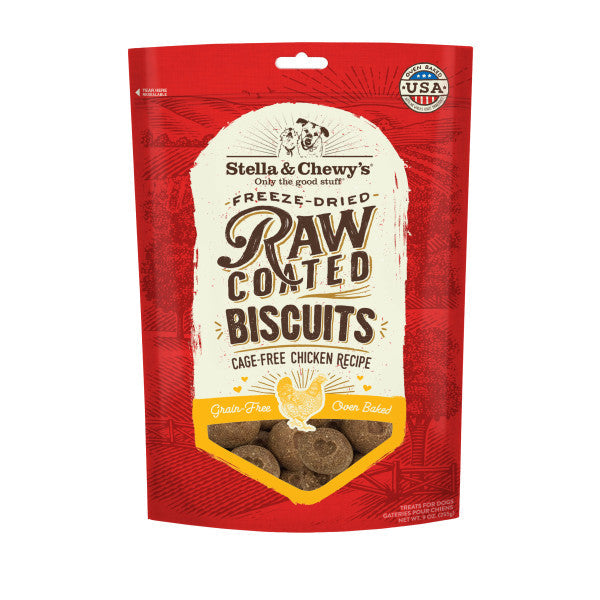 Stella & Chewy's Treats for Dogs - Chicken Raw Coated Biscuits, 9-oz Bag