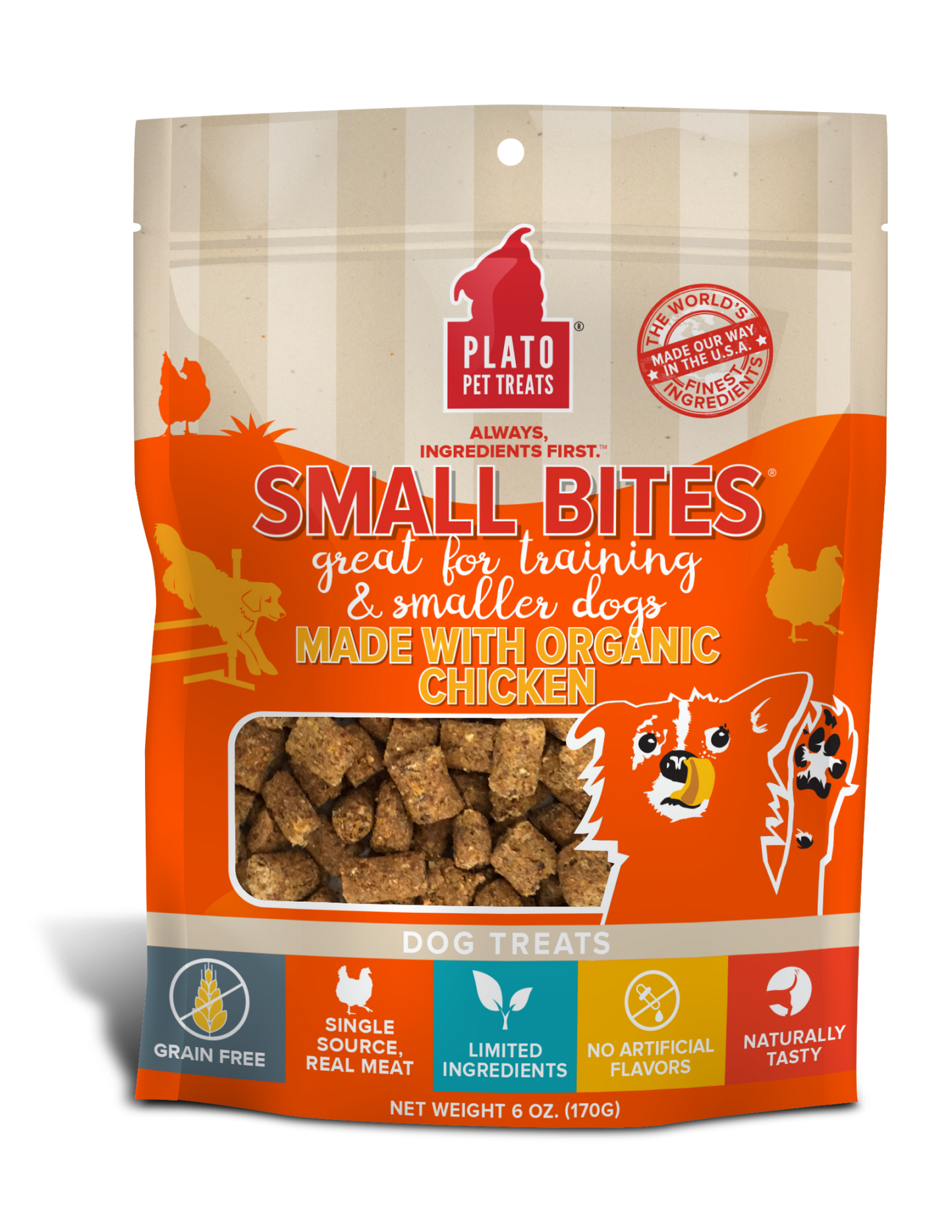 Plato Small Bites Meaty Morsel Dog Treats, Chicken Recipe