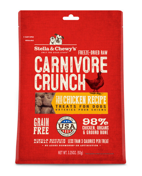 Stella & Chewy's Carnivore Crunch Dog Treats, Chicken Recipe, 3.25-oz Bag