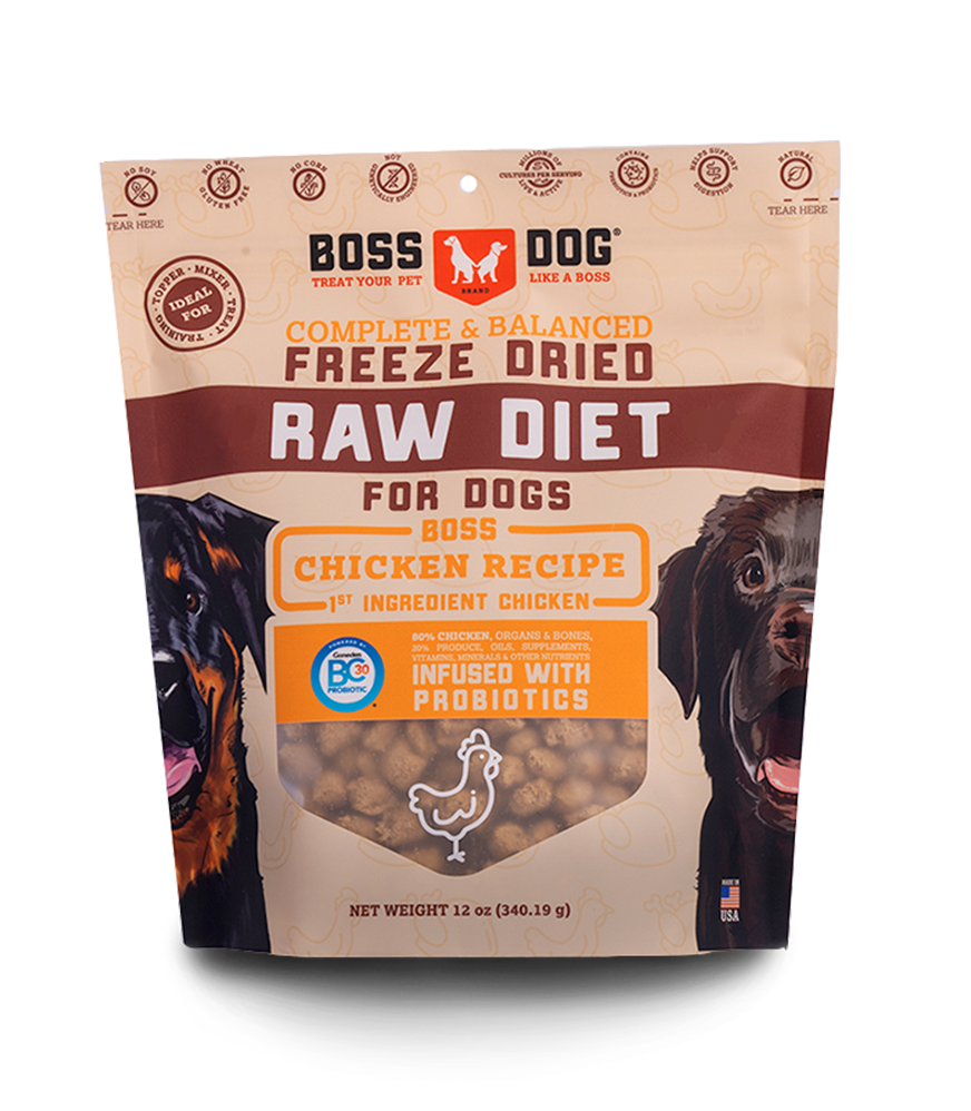 Boss Dog Adult Chicken, Freeze-Dried Dog Food, 12-oz Bag