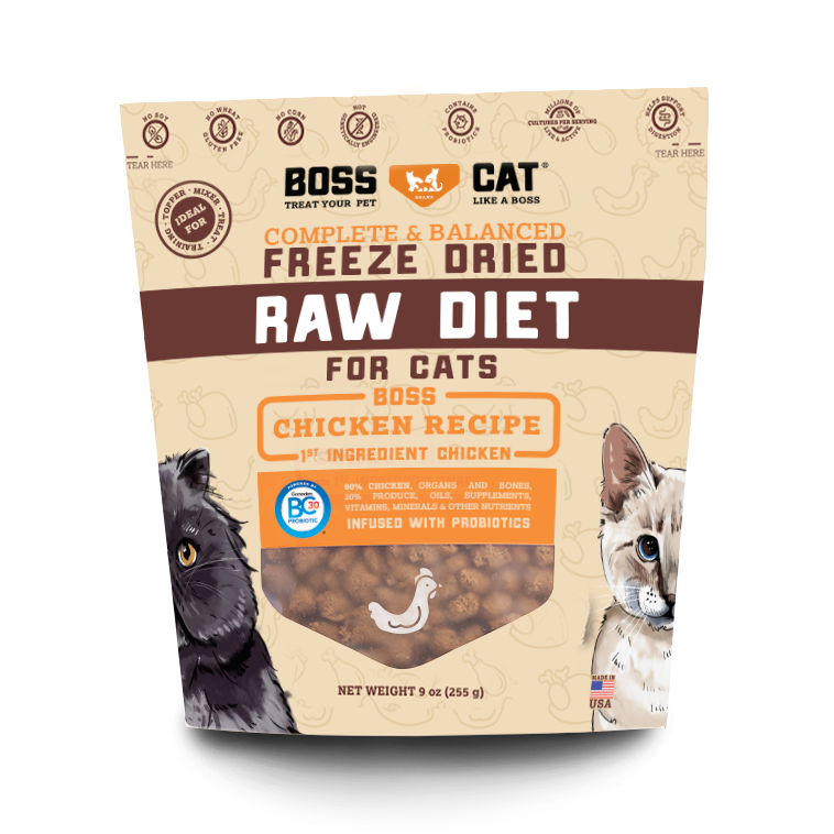 Boss Cat Chicken Nuggets Recipe, Freeze-Dried Raw Cat Food, 9-oz Bag