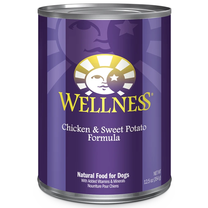 Wellness Chicken & Sweet Potato Formula Wet Dog Food, 12.5-oz Case of 12