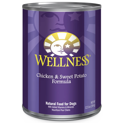 Wellness Chicken & Sweet Potato Formula Wet Dog Food, 12.5-oz Case of 12