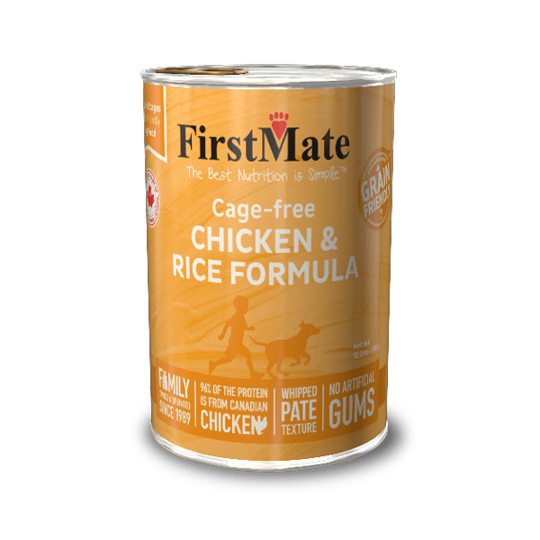 FirstMate Cage-free Chicken & Rice Wet Dog Food, Case of 12, 12.2-oz Cans
