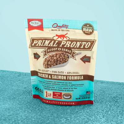 Primal Pronto Frozen Raw Cat Food, Chicken and Salmon, 1-lb Bag