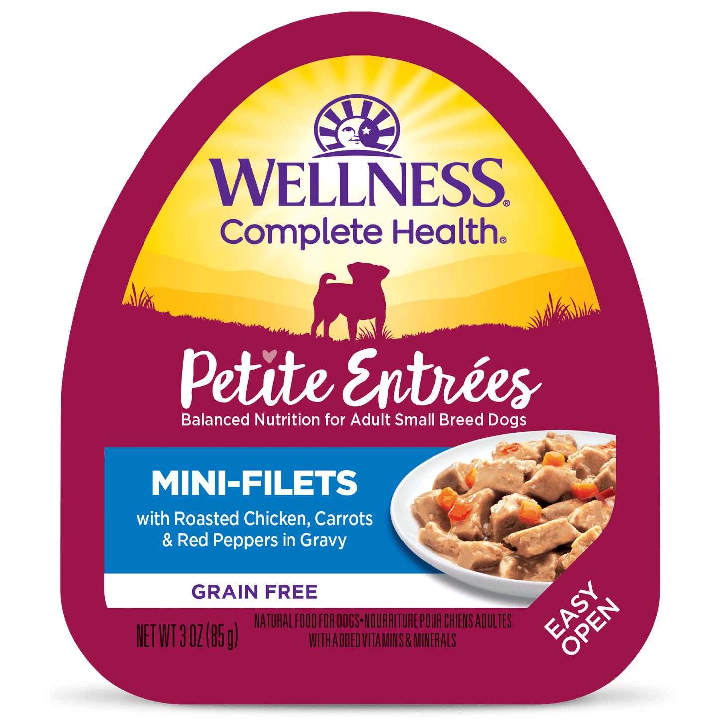 Wellness® Petite Entreés Mini-Filets with Roasted Chicken, Carrots & Red Peppers in Gravy, Wet Dog Food, 3-oz Case of 12