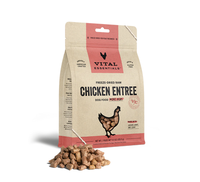 Vital Essentials Chicken Mini Nibs Freeze-Dried Raw Dog Food, 14-oz Bag