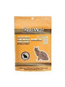 The Real Meat Company Chicken and Venison Jerky Cat Treats, 3-oz Bag