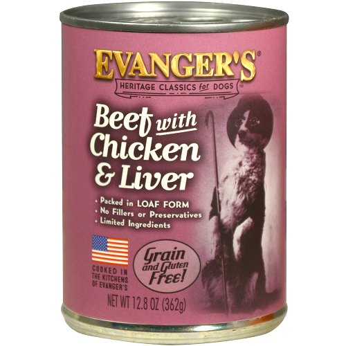 Evangers Heritage Classic Beef With Chicken & Liver In Loaf Form Wet Dog Food, Case Of 12