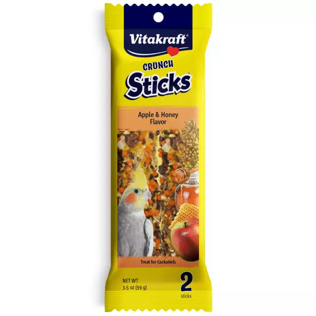 Vitakraft Crunch Cockatiel Sticks Apple & Honey 3.5-oz, Bird Treat