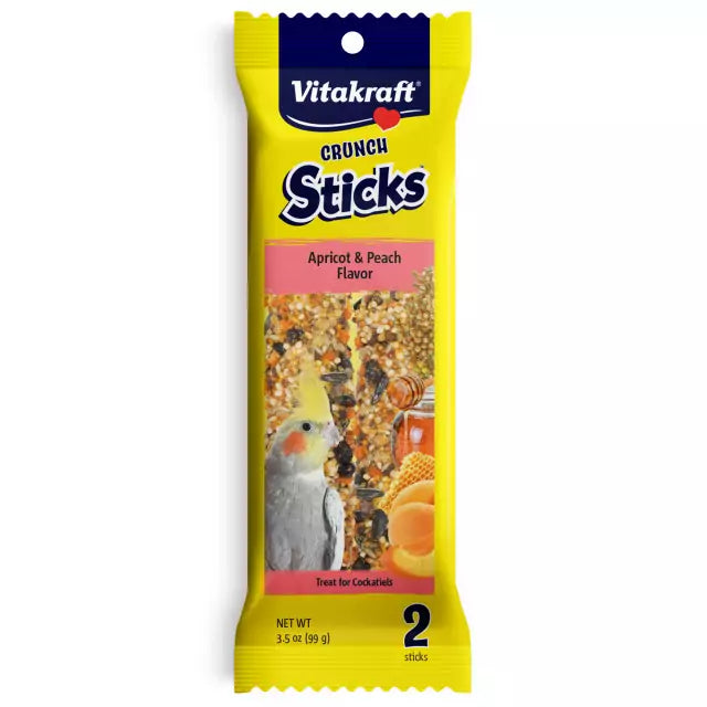 Vitakraft Crunch Cockatiel Sticks Apricot & Peach 3.5-oz, Bird Treat