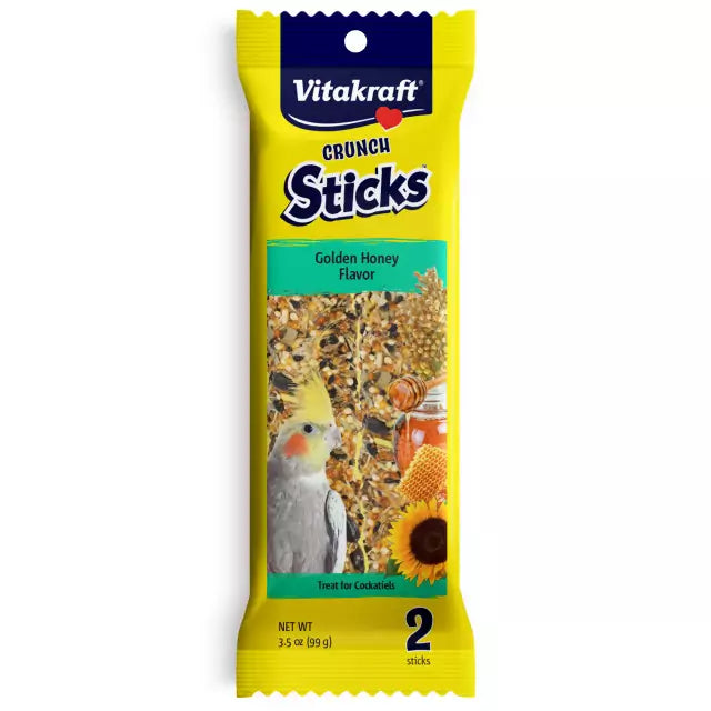 Vitakraft Crunch Cockatiel Sticks Golden Honey 3.5-oz, Bird Treat