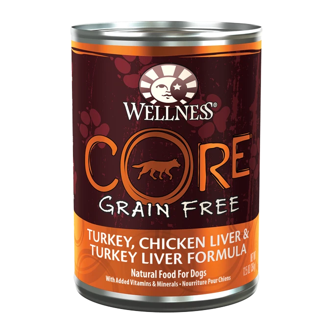 Wellness® CORE® Turkey, Chicken Liver, and Turkey Liver Formula Adult Wet Dog Food, 12.5-oz Case of 12