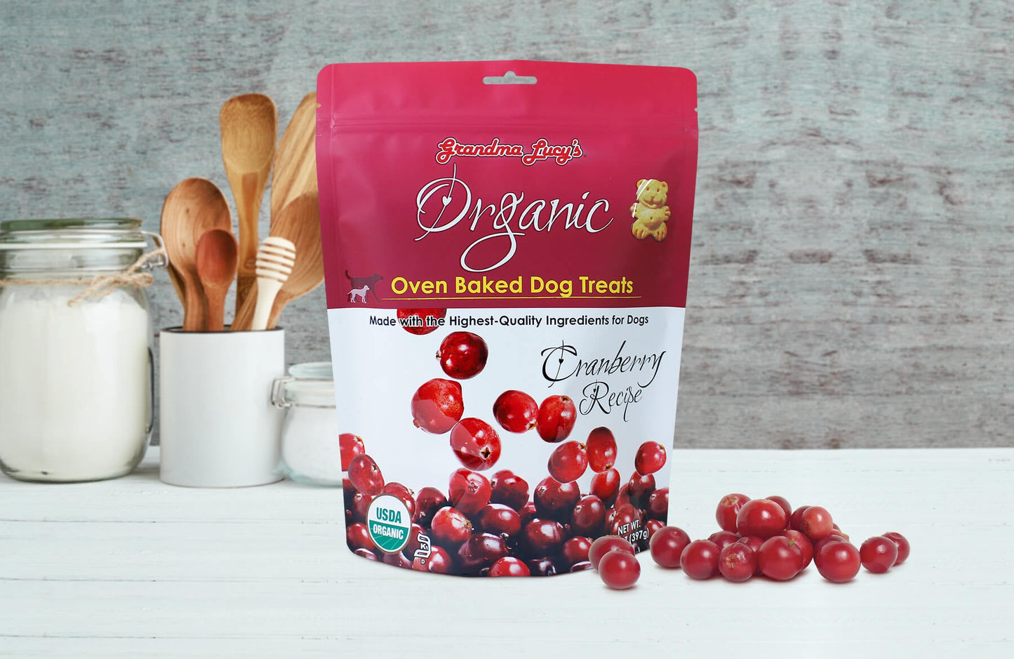 Grandma Lucy's Organic Oven-Baked Cranberry Recipe Dog Treats, 14-oz Bag