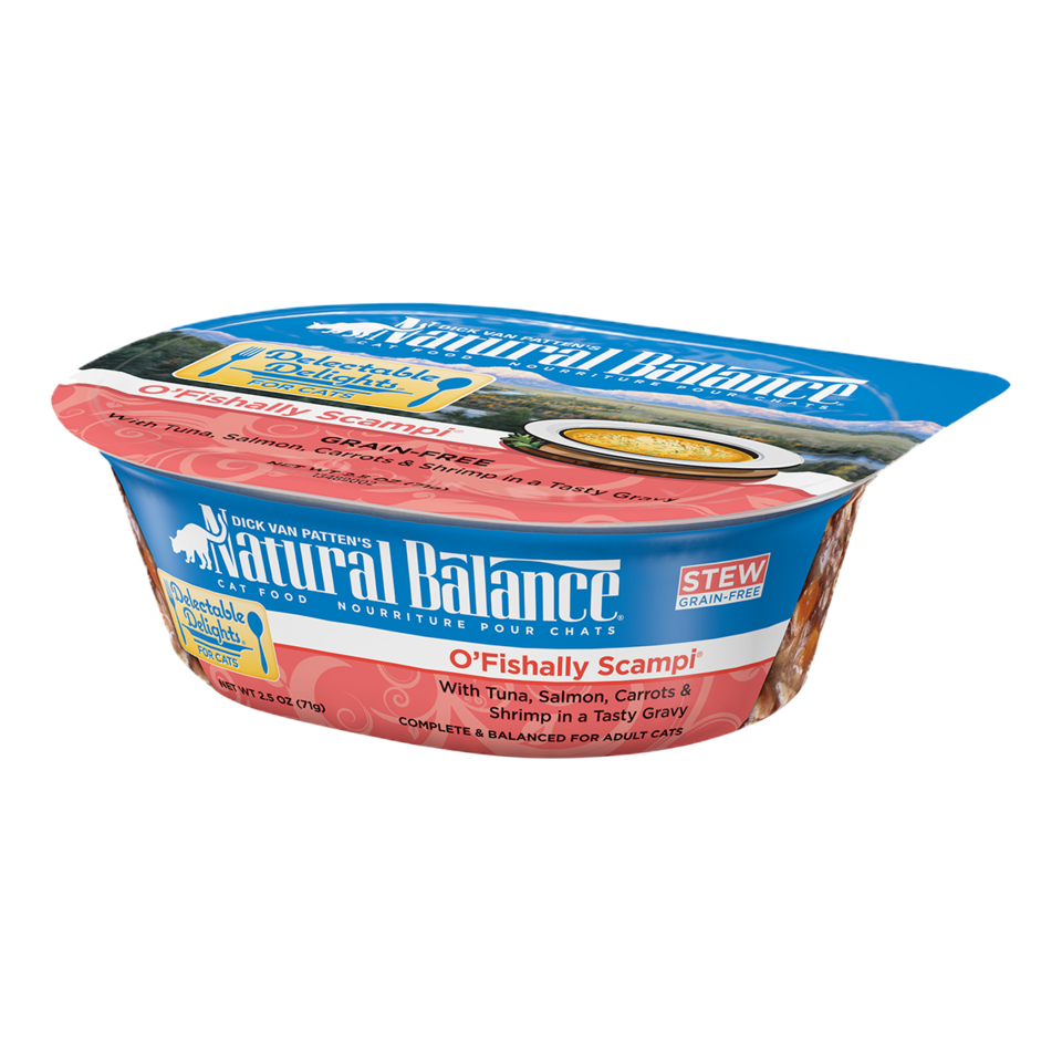 Natural Balance® Delectable Delights® O'Fishally Scampi Formula Stew With Tuna, Salmon, Carrots & Shrimp in a Tasty Gravy, Wet Cat Food, 2.5-oz Case of 12