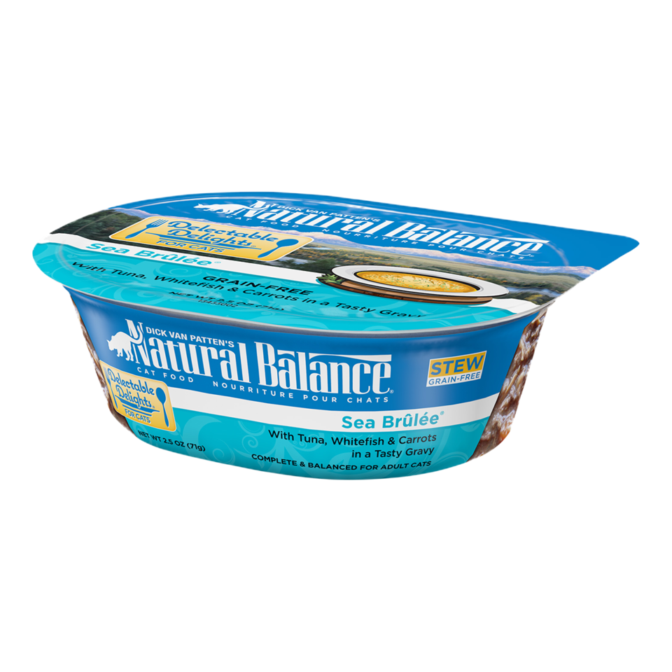 Natural Balance® Delectable Delights® Sea Brulee Formula Stew With Tuna, Whitefish & Carrots in a Tasty Gravy, Wet Cat Food, 2.5-oz Case of 12