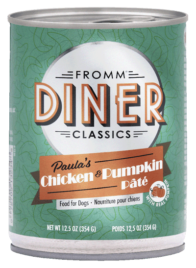 Fromm Diner Classics Paula's Chicken & Pumpkin Pate 12.5-oz, Wet Dog Food, Case Of 12