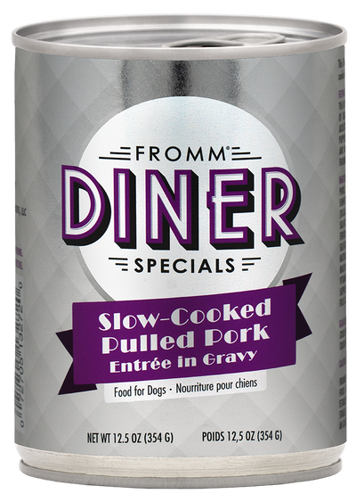 Fromm Diner Specials Slow-Cooked Pulled Pork Entrée in Gravy 12.5-oz, Wet Dog Food, Case Of 12