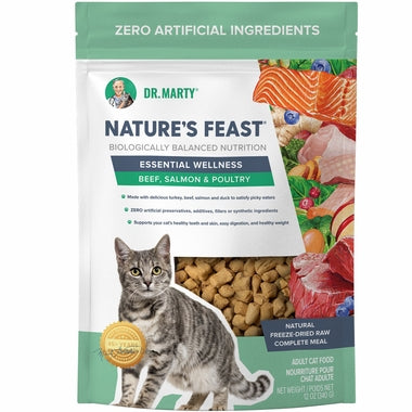 Dr. Marty Nature's Feast Essential Wellness Beef, Salmon, & Poultry Recipe, Freeze-Dried Raw Cat Food