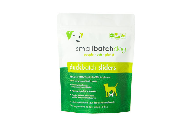 Smallbatch Frozen Raw Dog Food, Duckbatch Patties, 3-lb Sliders Bag