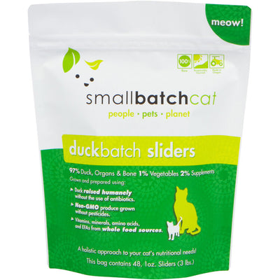 Smallbatch Frozen Raw Cat Food, Duckbatch Sliders, 3-lb Bag