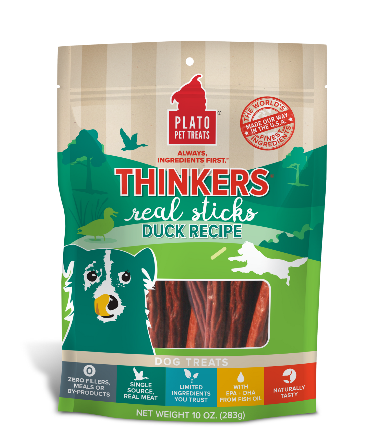 Plato Thinkers Meat Stick Dog Treats, Duck Recipe