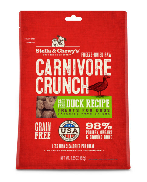 Stella & Chewy's Carnivore Crunch Dog Treats, Duck Recipe, 3.25-oz Bag