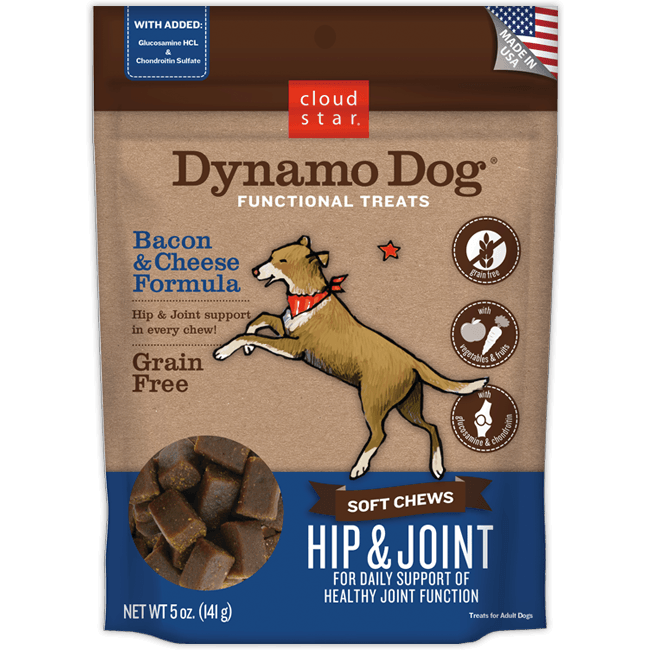 Cloud Star Dynamo Dog Functional Soft Chews Hip & Joint Bacon & Cheese Recipe 14-oz, Dog Treat