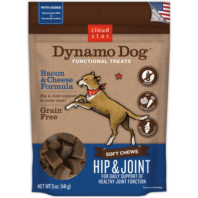 Cloud Star Dynamo Dog Functional Soft Chews Hip & Joint Bacon & Cheese Recipe 14-oz, Dog Treat