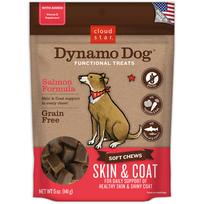 Cloud Star Dynamo Dog Functional Soft Chews Skin & Coat Salmon Recipe 14-oz, Dog Treat