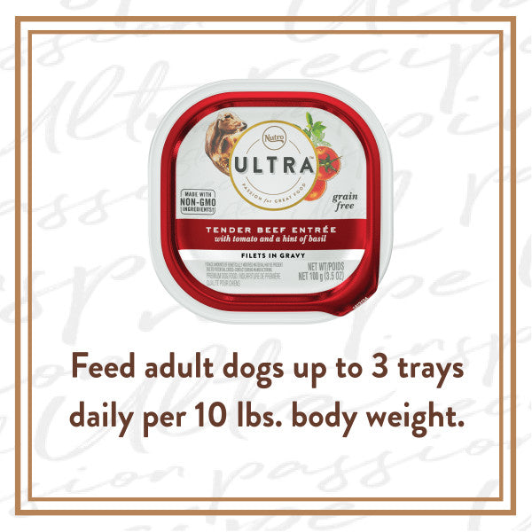 Nutro Ultra Grain Free Adult Wet Dog Food Filets in Gravy Tender Beef Entrée With Tomato and a Hint of Basil, 3.5-oz Case of 24