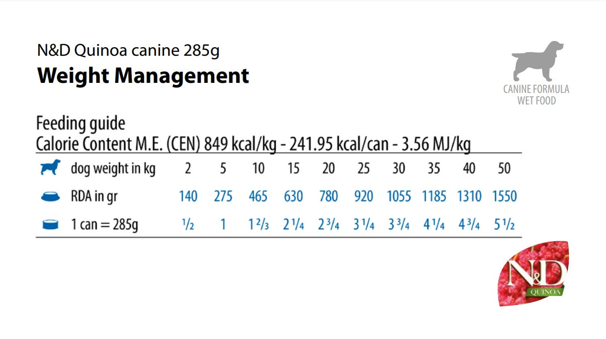 N&d 2024 quinoa canine