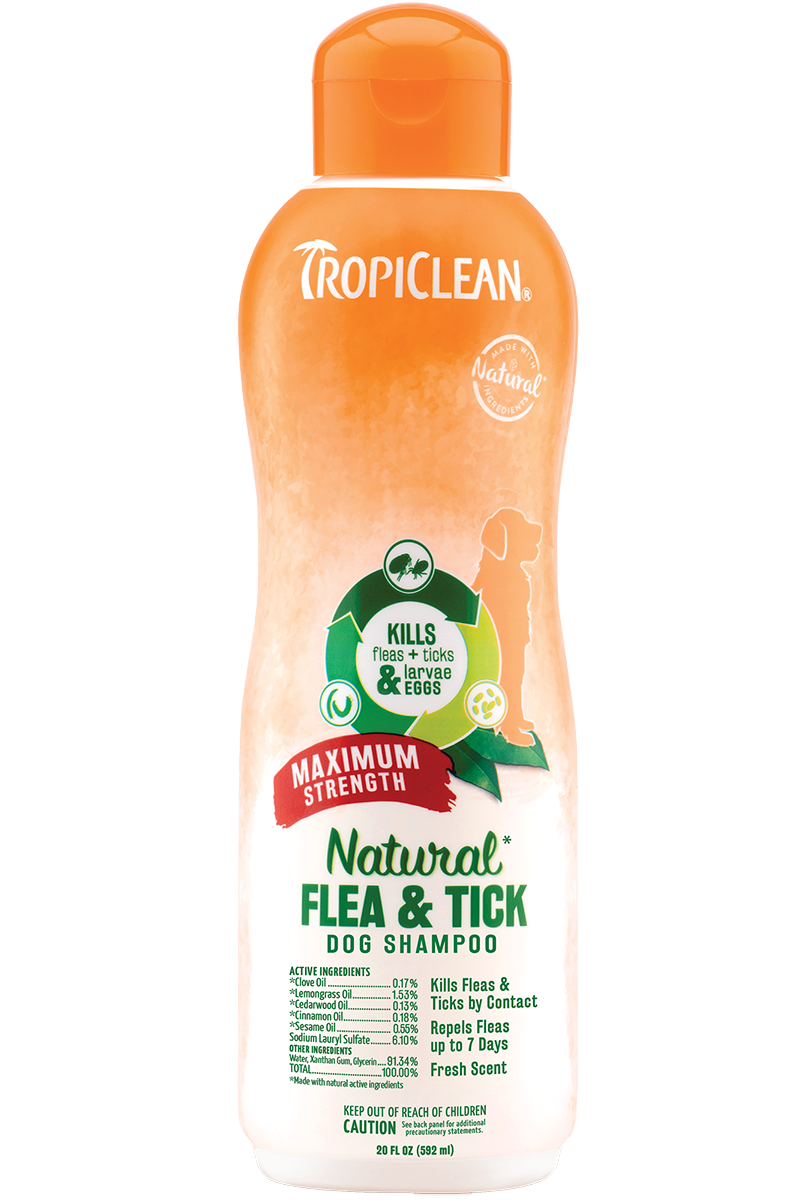 Tropiclean Flea And Tick Dog Shampoo, Maximum Strength, 20-oz
