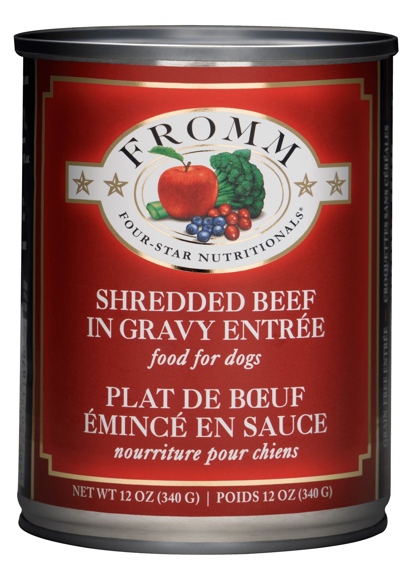 Fromm Four-Star Nutritionals® Shredded Beef in Gravy Entrée, Wet Dog Food, 12-oz Case of 12