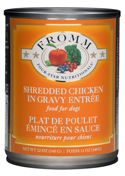 Fromm Four-Star Nutritionals® Shredded Chicken in Gravy Entrée, Wet Dog Food, 12-oz Case of 12
