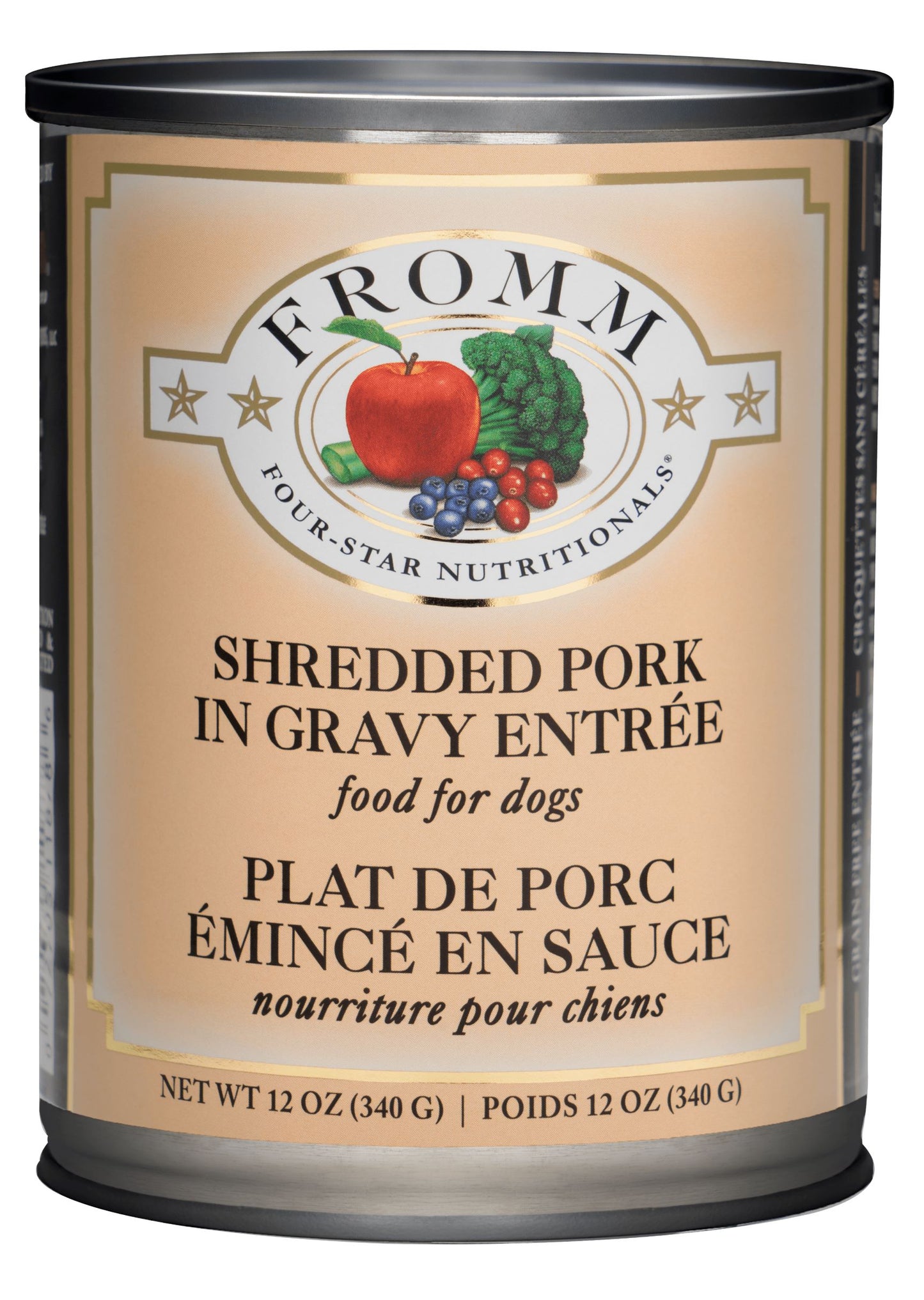 Fromm Four-Star Nutritionals® Shredded Pork in Gravy Entrée, Wet Dog Food, 12-oz Case of 12