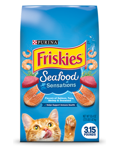 Purina Friskies Seafood Sensations Dry Cat Food, 16-lb Bag