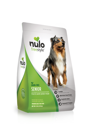 Nulo Freestyle High Meat Kibble Senior Trout and Sweet Potato Recipe, Dry Dog Food