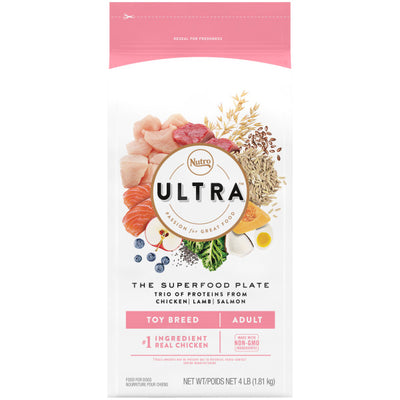 NUTRO ULTRA Toy Breed Adult High Protein Natural Dry Dog Food with a Trio of Proteins from Chicken, Lamb and Salmon, 3.5-lb Bag