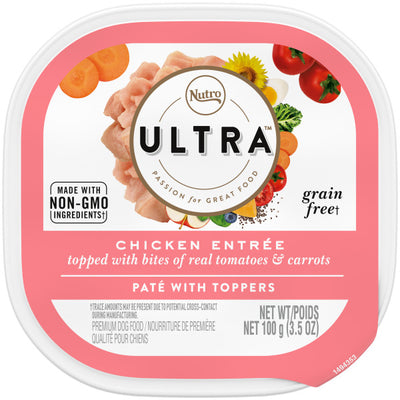 Nutro Ultra Adult Grain Free Soft Wet Dog Food, Chicken Entrée Paté with Tomatoes & Carrots, 3.5-oz Case of 24
