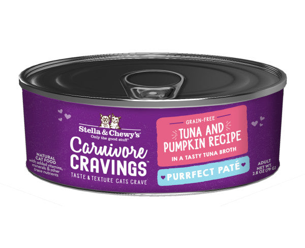 Stella & Chewy's Carnivore Cravings Purrfect Pate Tuna and Pumpkin Pate Recipe in Broth, 2.8-oz Case of 12